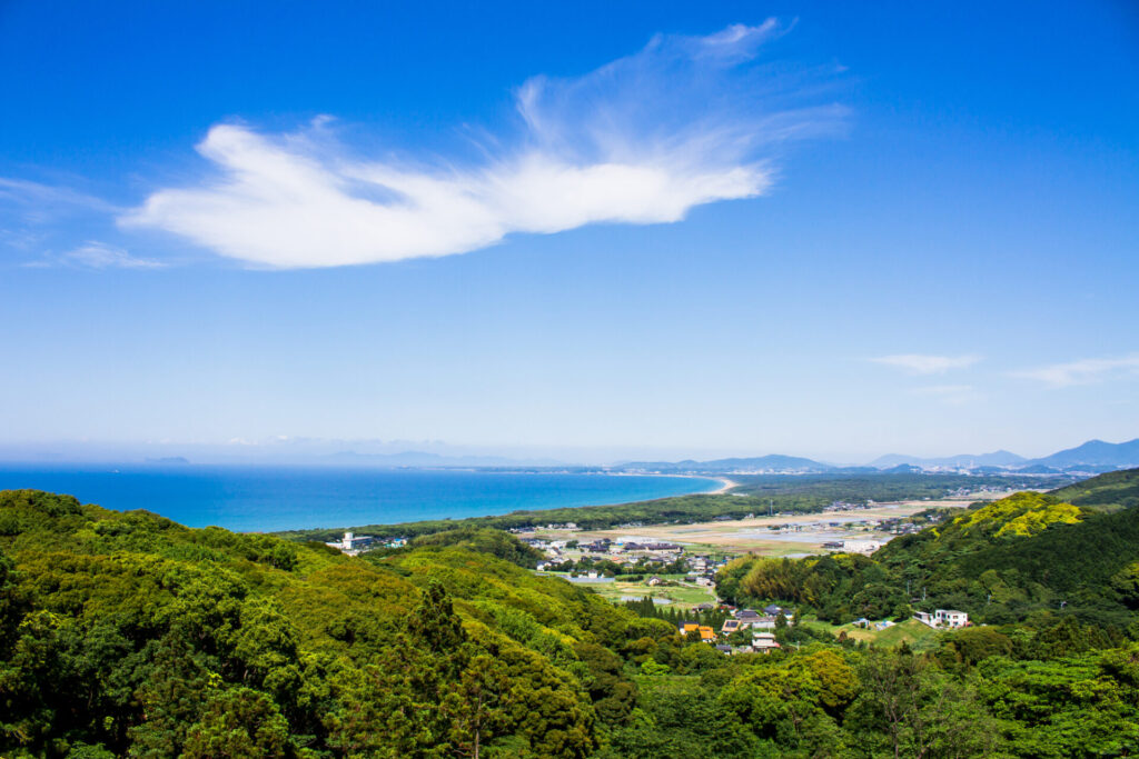 山から見た海