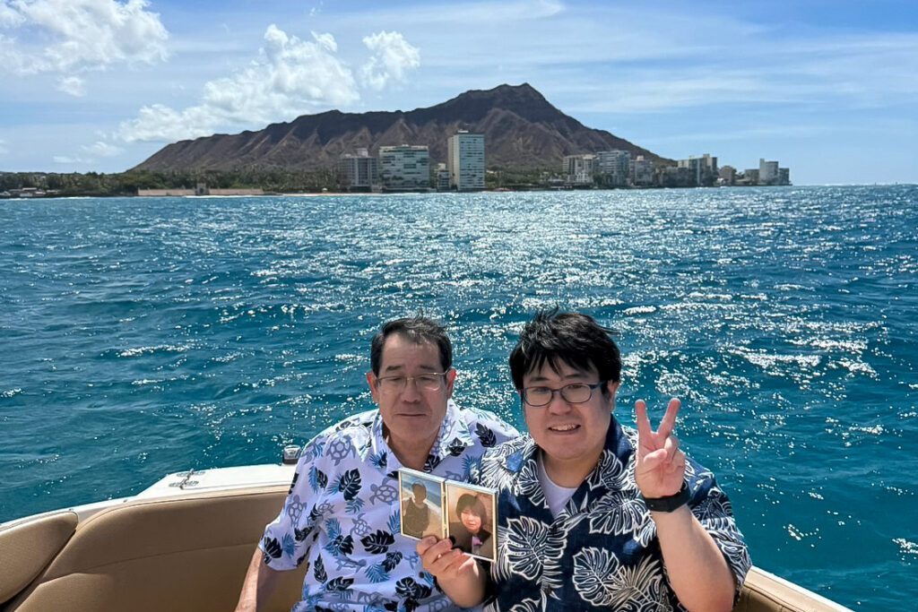 デッキで記念撮影