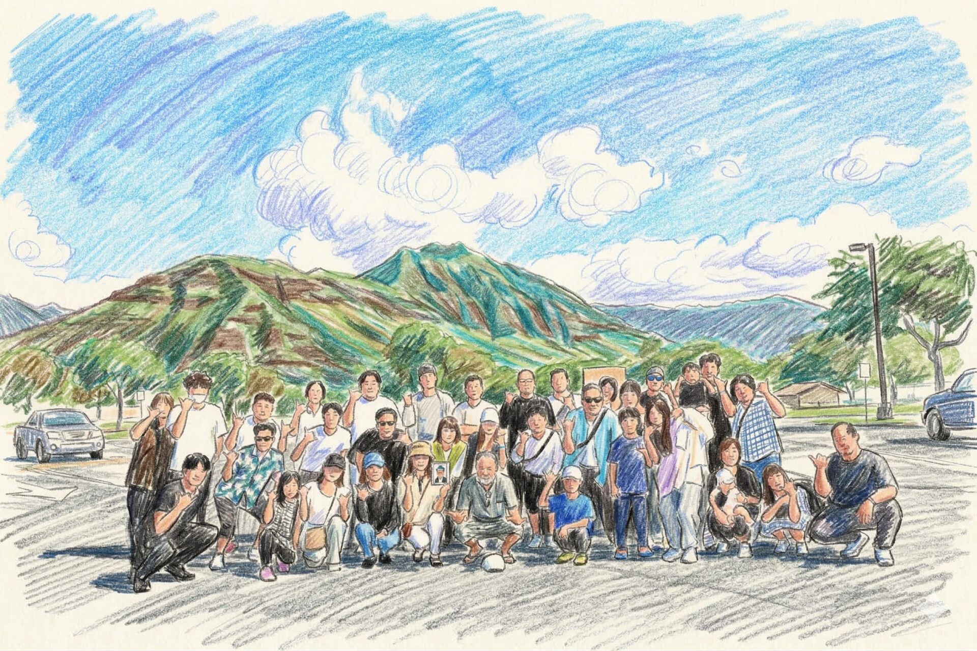 集合写真のイラスト